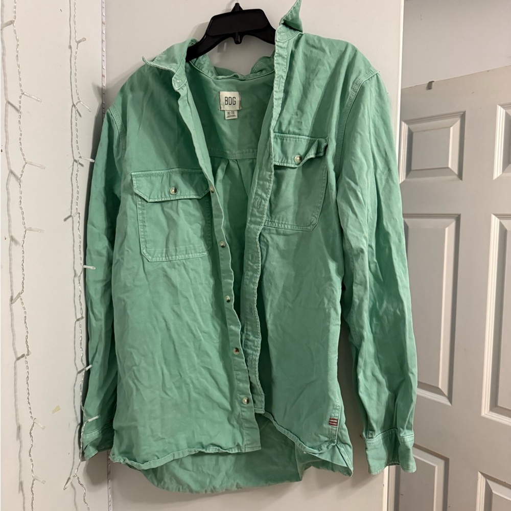 UO Mint Green Casual Button Down Shirt